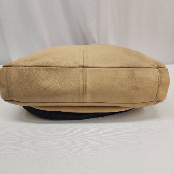 Emma Fox Carry All Fold Over Leather Shoulder Top Handle Boho Hobo Bag Tan - Picture 5 of 13